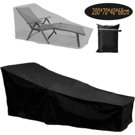 Housse De Chaise Solaire, Tissu ImperméAble Oxford 420d, Housse De Protection Coupe-Vent, Noir, 200704068cm (1/4)