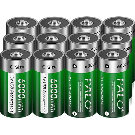 Batería de litio recargable, carga USB, compatible con múltiples dispositivos, 12 unidades (1/2)