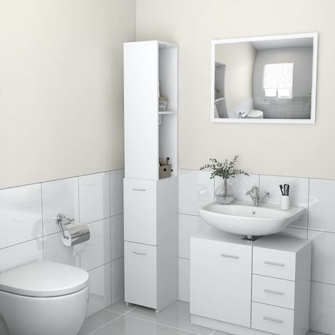 Meuble de salle de bain Vintage,Aromire de rangement Toilette Blanc 25x25x170 cm Aggloméré -85594 (1/5)