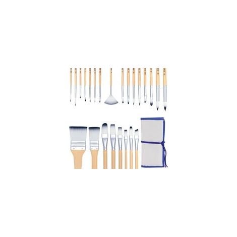 Professionelle Acrylmalpinsel, 24er-Set mit Aufbewahrungsetui, hochwertige Künstlerpinsel aus synthetischem Nylon, für Acryl, Aquarell, Öl und Gouache – Crezuo (1/4)