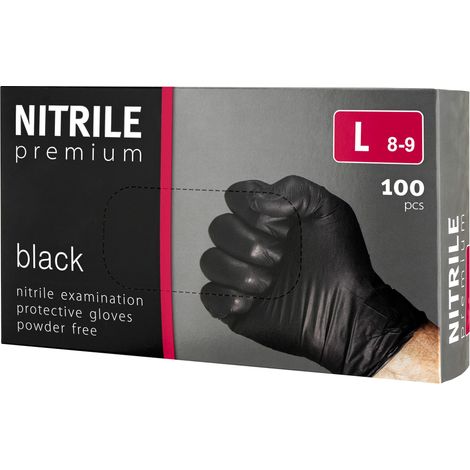 PREMIUM puderfreie Nitrilhandschuhe [L] 100 Stück schwarz