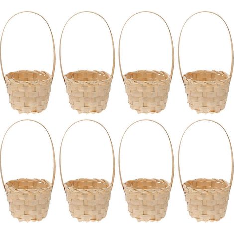 Lot de 8 paniers de rangement pour fruits en bambou tressé, paniers d'extérieur et paniers à fleurs faits main (1/5)
