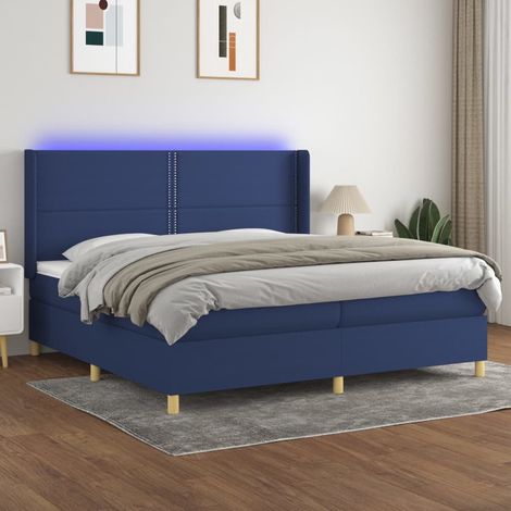 Boxspringbett mit Matratze & LED Blau 200x200 cm Stoff (1/5)