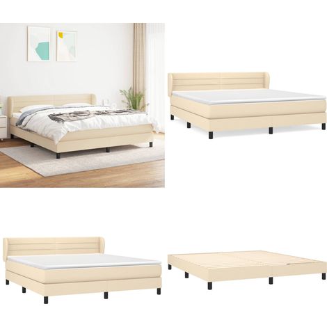 Boxspringbett mit Matratze Creme 160x200 cm Stoff - Boxspringbett - Doppelbett - Cremefarbenes Bett - Bettenrahmen - Lattenrost - Home & Living (1/5)