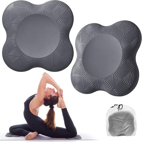 Lot de 2 genouillères de yoga, coussins de protection pour Pilates, noir (1/5)