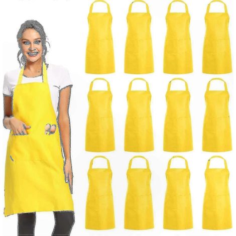 Set mit 12 schwarzen Unisex-Schürzen mit Taschen - Professionelle Kleidung für Großküchen (1/4)