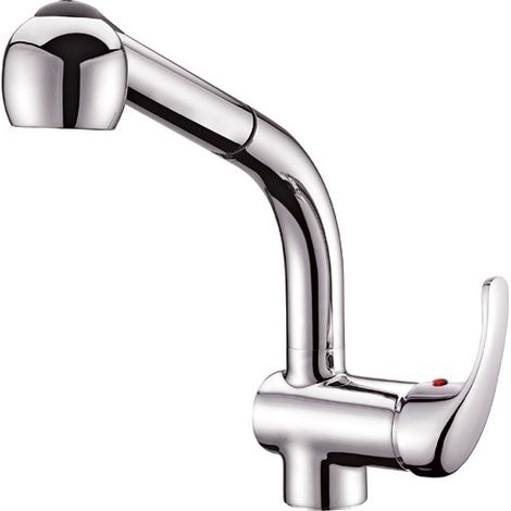Grifo Monomando Fregadero extraible Nora caño alto cromo. 26cm(alto) 25cm(largo).