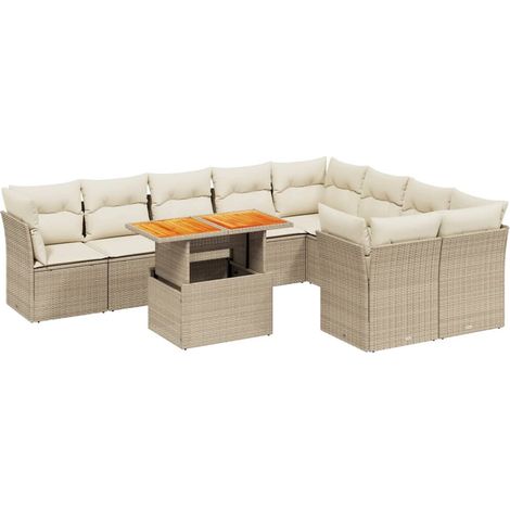 Maison Exclusive - Juego de sofás jardín con cojines beige 10 pza (1/3)
