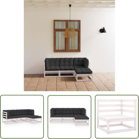 Salon de jardin 4 pcs,Mobilier de terrasse,Table et Chaise pour Relax avec coussins Bois de pin massif -YZ620979 (1/5)