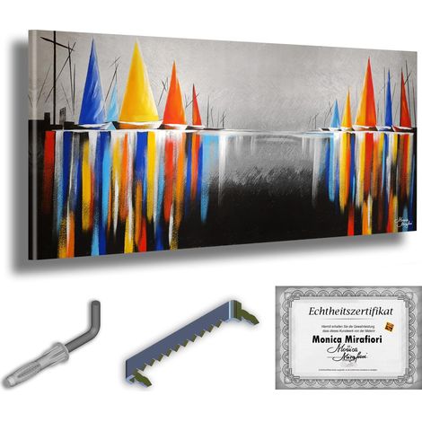 Monica Mirafiori I 100% artesanal I Gemälde Yachtrennen 140x70cm  Gemälde Handgemalt  Acrílico gel  Sehr Großes Acrylbild I Moderne Kunst I Kunstbilder (1/5)