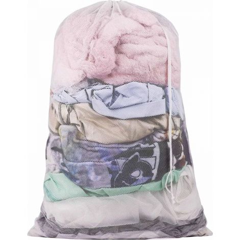 Filet à linge blanc 30 × 40 cm 1 feuille avec cordon de serrage sac à linge réutilisable sac de rangement pour vêtements rideau (1/5)
