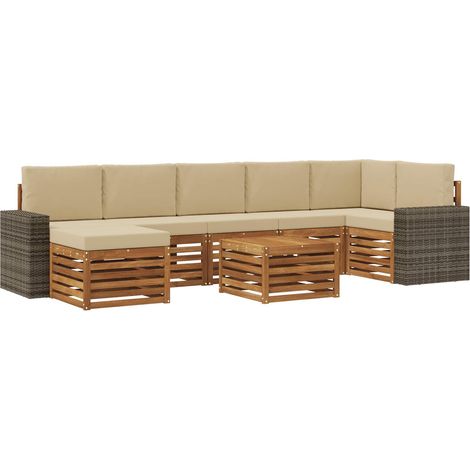 Outdoor Sofa Set with Cushion 8 pcs Natural and Beige vidaXL (1/5)