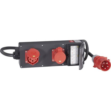 PCE 9441201 Distribuidor de corriente móvil negro IP44