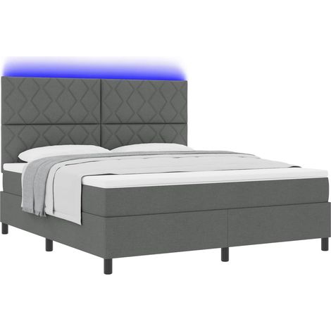 Maison Exclusive - Letto a molle con strisce LED Grigio scuro 180 x 200 cm Tessuto (1/5)