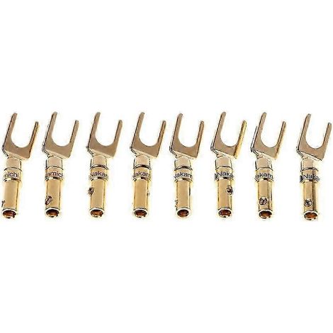 8 pièces de fiches de haut-parleur en laiton plaqué or en forme de Y (adaptateur de connecteur à fourche à vis) (1/5)