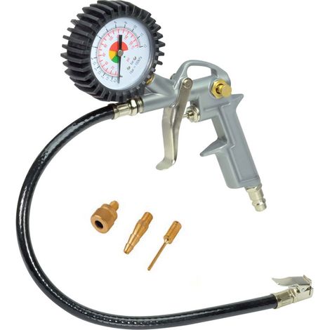 Stanley – Pistolet pneumatique en acier avec manomètre – Débit d'air 100 l/min – Pression max 10 bars – 3 adaptateurs inclus (1/4)