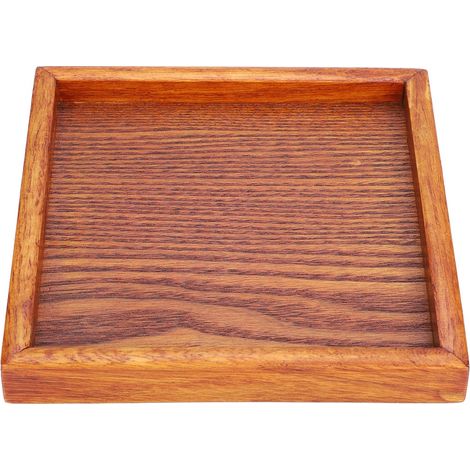 Petit plateau carré en bois massif pour thé, café, snacks, service et repas (12,5 x 12,5 x 2 cm)