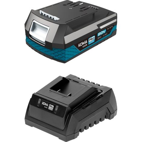 Pack Koma Tools 20V Pro Series – Batería Li‑Ion 2.0Ah (08770) + Cargador 60W (08772)