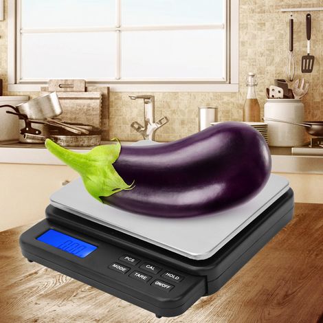 Präzise digitale Mini-Küchenwaage mit blauer Hintergrundbeleuchtung, 1000 g / 0,01 g, schwarz (1/5)