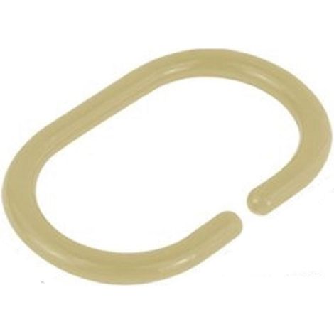 TRADE SHOP - Set 12 Pz Anelli Gancio Per Tenda Da Doccia Box Bagno In Plastica Pp Beige 87244 -