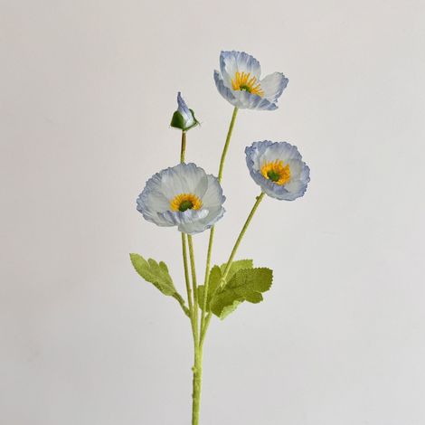 Pavot artificiel en soie réaliste haut de gamme – Fleurs bleues cristal glacé pour décoration de mariage, intérieur et événements – Lot de 10 pièces