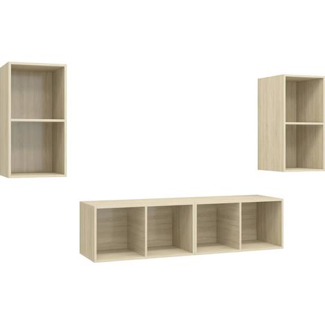 vidaXL Muebles de salón de pared 4 pzas madera ingeniería roble Sonoma (1/2)
