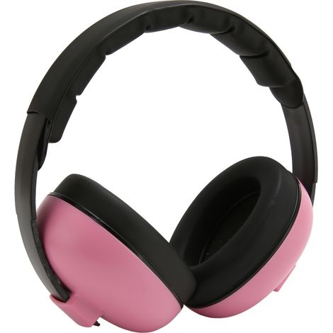 Casque antibruit rose pour enfants, léger et ajustable, avec protection auditive et réduction du bruit. (1/5)
