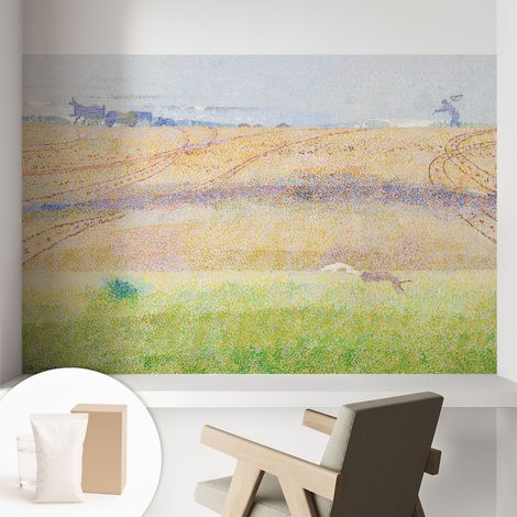 Papier peint intissé à motifs décoratifs pour salon chambre et bureau Décoration murale élégante avec colle Champ d'été 104x70 cm (1/5)