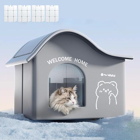 Maison rafraîchissante chat avec blocs de glace 800ml 3 faces (443538CM) 3 couches d'isolation, Oxford 600D imperméable, anti-griffes, pliable, structure EPE résistante jusqu'à 17kg (1/5)