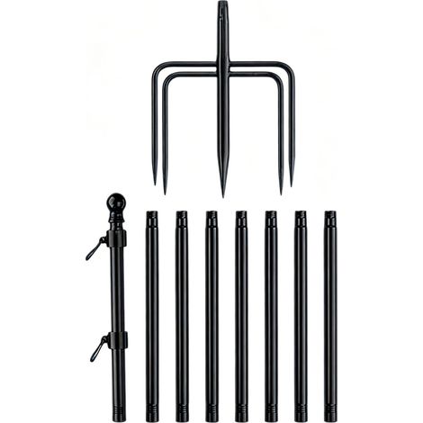 Kit de mât de drapeau extra épais de 3 m facile à installer en acier robuste avec base à 5 dents pour une utilisation dans les jardins résidentiels ou commerciaux (1/5)