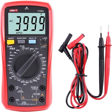 Multimeter, UT890C True RMS 6000 Digitalmultimeter Amperemeter Voltmeter AC/DC-Spannungs-, Widerstands-, Strom-, Kapazitäts- und Frequenztester