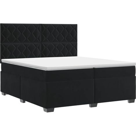 Boxspringbett mit Matratze Schwarz 200 x 200 cm Samt vidaXL (1/5)