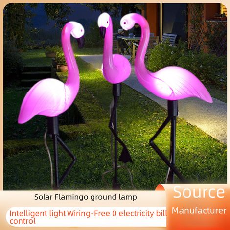 Guirnalda de luces solares de exterior con forma de flamenco, 1 guirnalda de 3 luces para césped/jardín/piscina (36 unidades)