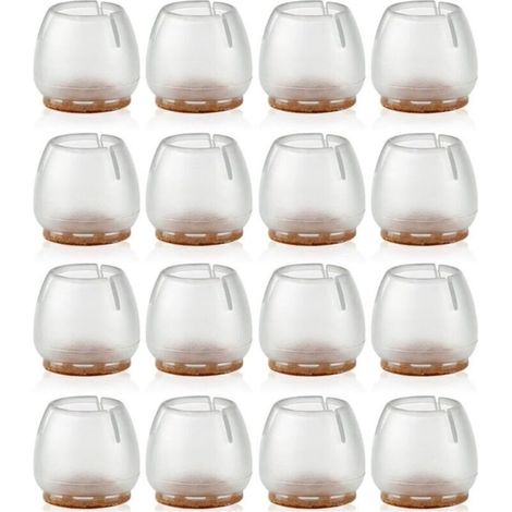 16 Pièces Chaise Casquettes 17-21mm Patins pour Meubles Silicone Protection Plaquettes de Pieds de Meubles Chaise Jambe Caches Housse de Table Rayures Protecteurs de Sol pour Pieds Ronds (1/3)