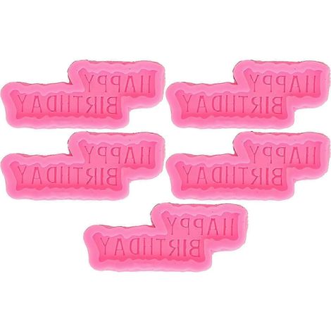 Moules en silicone « Joyeux anniversaire » (5 pièces) pour cupcakes et fondant, idéal pour la décoration de gâteaux d'anniversaire. YEMAA 25-26s (1/5)