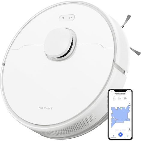 Dreame D9 Max Gen 2 Robot Aspirapolvere Lavapavimenti con Mappatura 6000Pa Navigazione LDS Polvere Fino 570ml Mappatura Multilivello Controllo App&Alexa Aspirazione Tappeti Peli Animali Bianco (1/5)
