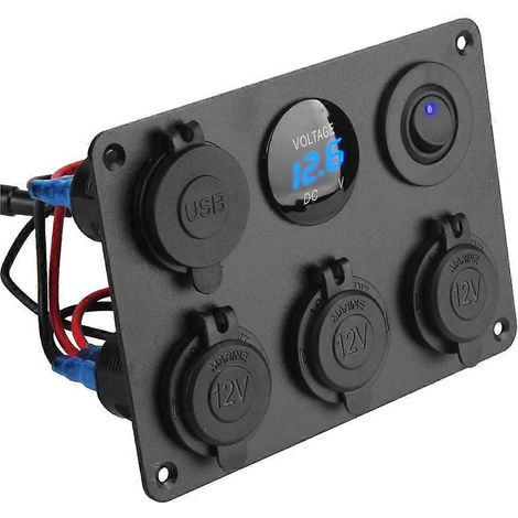 Chargeur double USB 12 V avec voltmètre LED et prise allume-cigare pour voiture, bateau, camping-car (1/5)