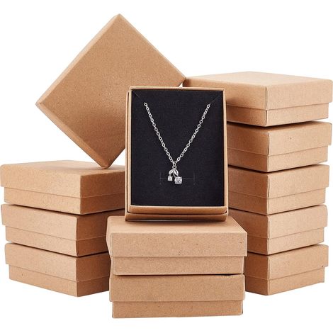 12 Pcs Boîte en Carton Boîte À Bijoux en Carton pour Le Stockage de Bijoux et d'emballage, 9 x 7 x 3 cm (1/5)