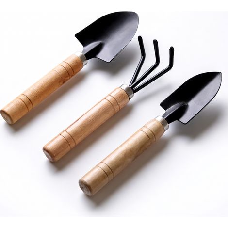 Lot 3 outils jardinage pelle râteau plante fleur (1/5)