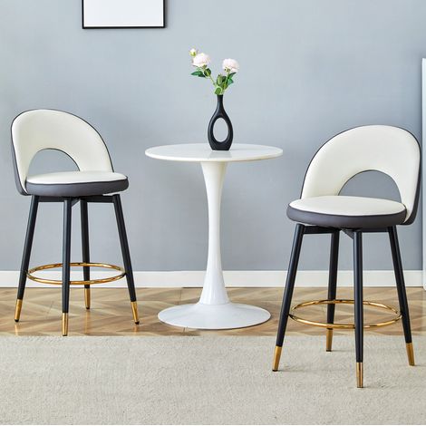 Barhocker 360° drehbar mit Rückenlehne Metall PU OKMYHOME (1/5)