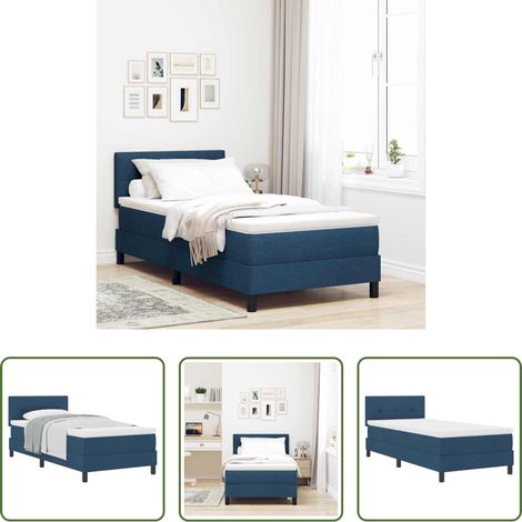 Lit moderne - Lit à ressorts avec matelas Bleu 80 x 200 cm tissu (1/5)
