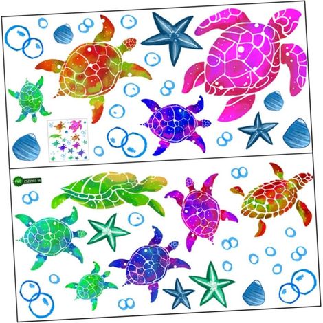 3ensembles Autocollants Muraux Pour Chambre Décorations Colorées Auto-adhésif Pour Salle De Jeu Et Nursery De Stickers Tortues Et Étoiles Décorations Murales Sécurisées Et (1/5)