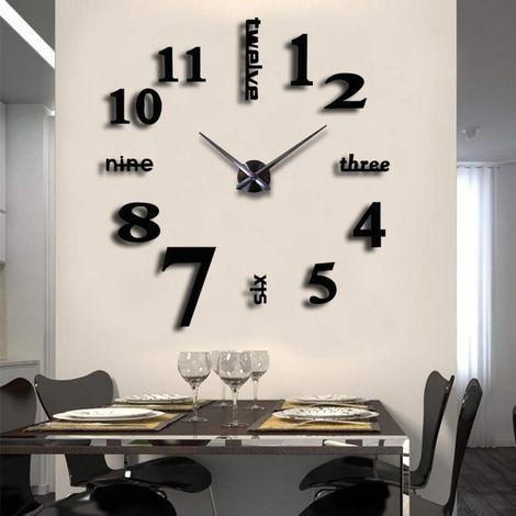 Grandi orologi da parete a specchio 3D senza cornice, dal design moderno, ideali per soggiorno, camera da letto, ufficio, cameretta dei bambini, hotel e caffetteria. (1/5)