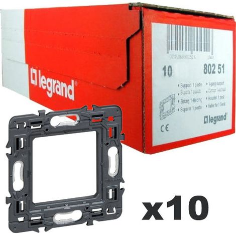 Legrand – Lot de 10 supports pour fixation à vis 1 poste – Supports bi-matière pour rigidité renforcée – Montage sur toutes boîtes à vis – Adaptation sur entraxe 57mm