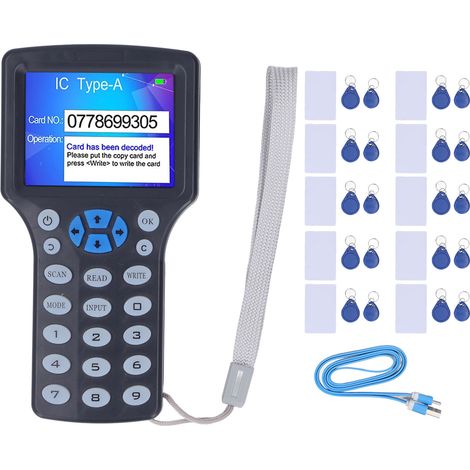 Schwarzer NFC-RFID-Leser mit 2,8-Zoll-HD-Farbbildschirm, UID-Kopierer/Duplikator, USB-Stick zur Kartenduplizierung. (1/5)