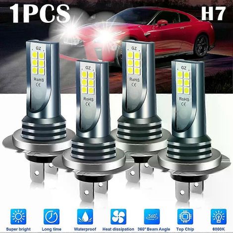 Ampoule LED H7 pour phares de voiture 12V/24V, feux de croisement/route, 30 000 lm, antibrouillard LED, 6 000 K, étanche IP67, ultra-lumineuse, accessoires pour véhicules --JXLGV (1/5)