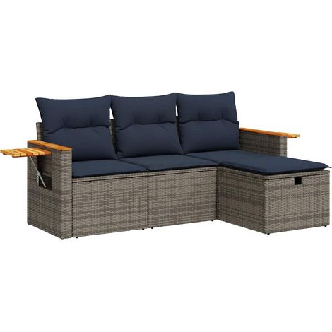 Maison Exclusive - 4-tlg. Garten-Sofagarnitur mit Kissen Grau Pol