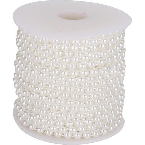 Collier de Perles Faux 6mm 25m Blanc pour Décoration DIY Rideau Entrée (1/5)