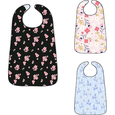 Set di 3 bavaglini per adulti, 78x50 cm con tasca per la raccolta - Bavaglini impermeabili e lavabili, riutilizzabili per proteggere anziani, disabili o pazienti. (1/5)