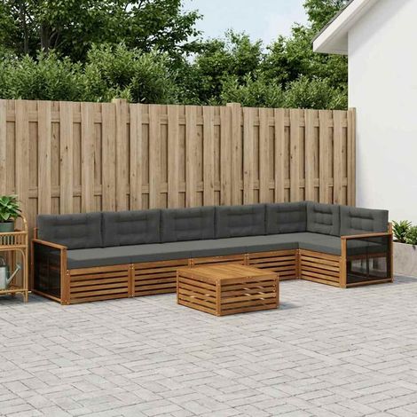 vidaXL Outdoor-Sofagarnitur mit Kissen 7 pcs Natur und Anthrazit (1/5)